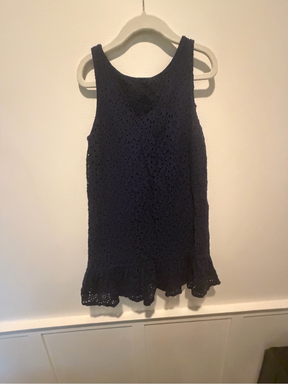 Polo Ralph Lauren Girls Navy Crochet Lace Ruffle Dress Size 6